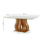 Conjunto Sala de Jantar Mesa Retangular Tampo Vidro/MDP com 6 Cadeiras Atena Estofadas Suede Espresso Móveis Castanho/Cinamomo/Bege Marrom/Pena/Off White