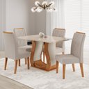 Conjunto Sala de Jantar Inspirare Mesa 120x80cm Tampo com Vidro 4 Cadeiras Yescasa Cinza/Mel