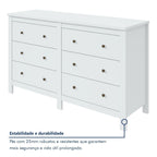 Cômoda para Quarto 6 Gavetas Estilo Clássico MDF Maggiore New 162cm Espresso Móveis Branco