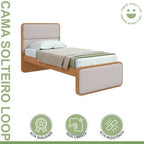 Kit 2 Camas de Solteiro Infantil com Cabeceira Estofada Corino Loop Móveis Lopas