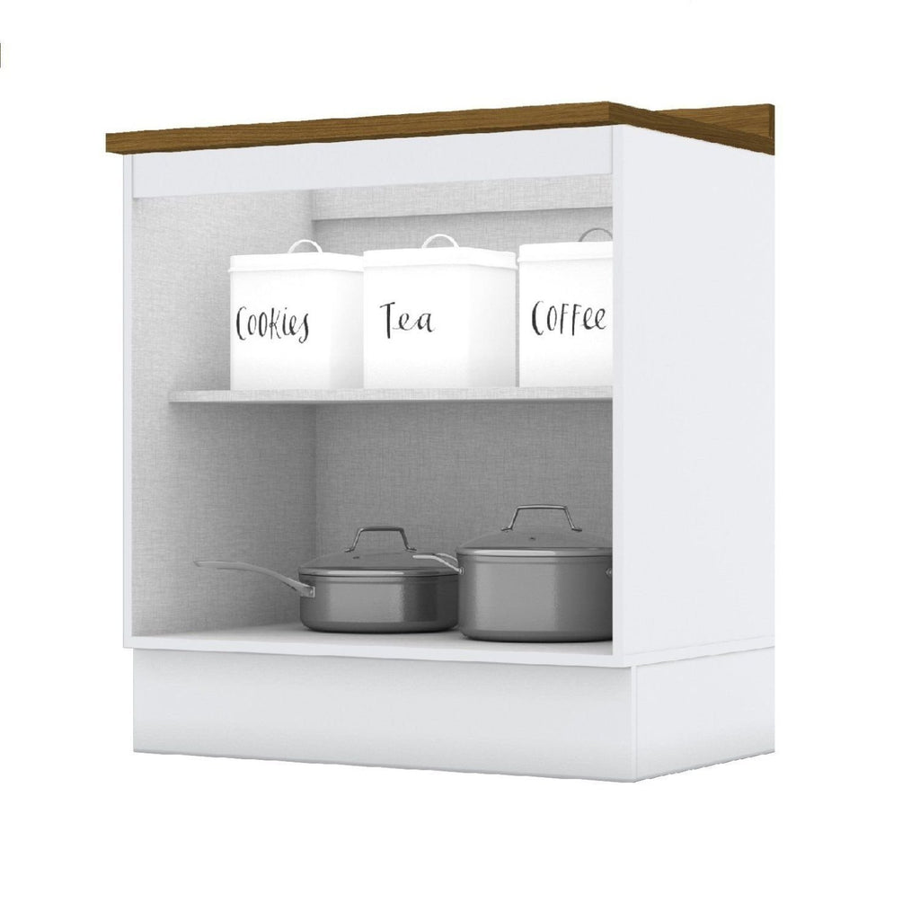 Balcão de Cozinha 2 Portas 80cm com Tampo Emily Espresso Móveis Branco/HP/Nature