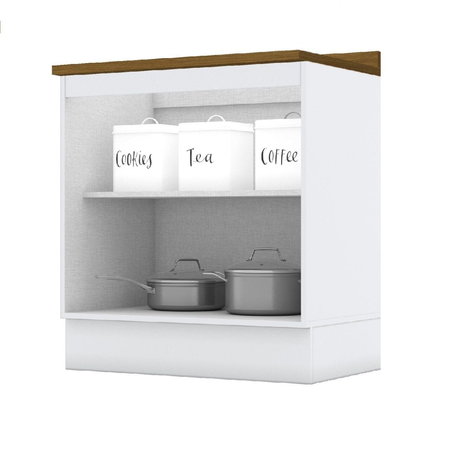 Balcão de Cozinha 2 Portas 80cm com Tampo Emily Espresso Móveis Branco/HP/Nature