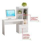 Escrivaninha Mesa Escritório com Estante Office Nt 2010 2 Gavetas 131,5cm Notável Móveis