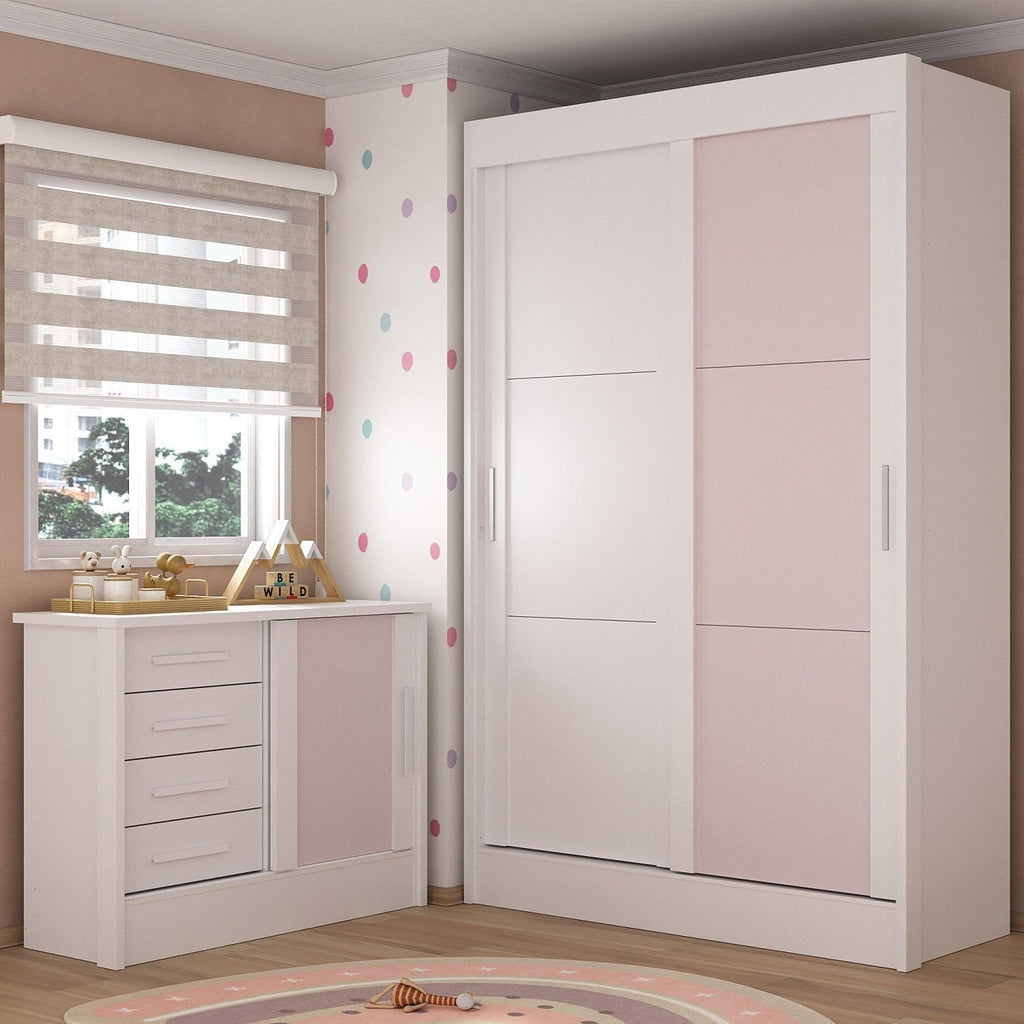 Quarto Infantil Completo Guarda-Roupa 2 Portas 2 Gavetas com Cômoda Maya Espresso Móveis