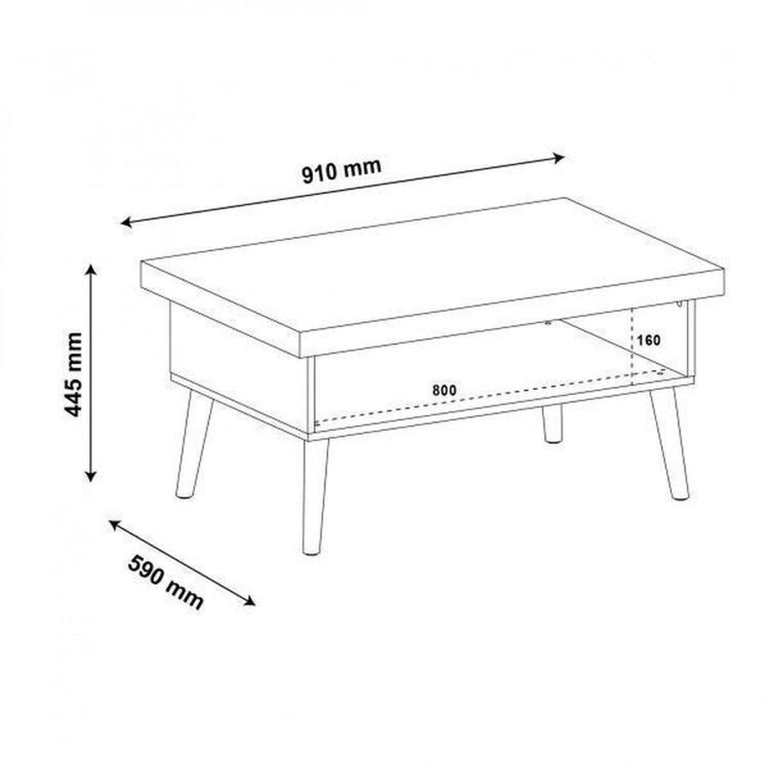 Conjunto 3 Peças Sala de Estar Mesa de Centro Lucca Buffet Oásis Rack Lumina Pinho/Off White Artely