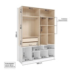 Quarto Infantil Completo Cama Elevada com Cômoda Escrivaninha Armário Artsy e Guarda-Roupa 4 Portas Curió Casatema MadeiraOriginals Natural