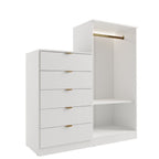 Cômoda Infantil 5 Gavetas 2 Portas com Iluminação LED Reflecta Cecília Móveis Sul Branco