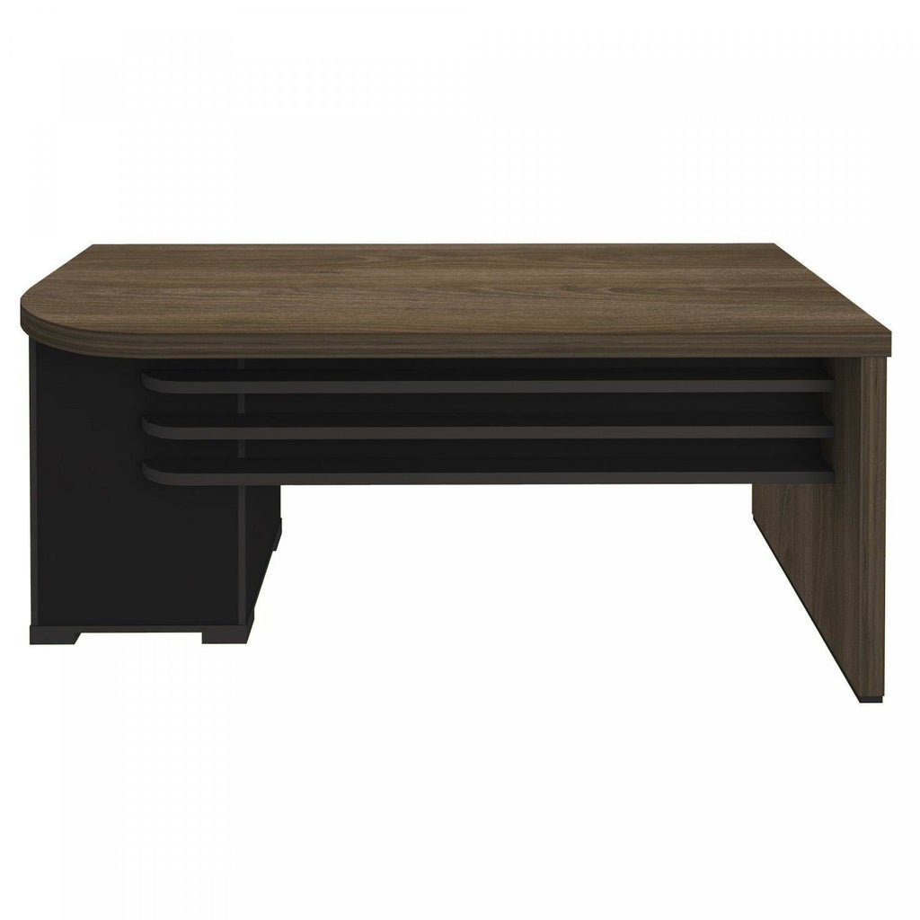 Escrivaninha Mesa Escritório Tamburato 4 Gavetas Lado Direito 180cm Marrom/Charuto/Preto Artany