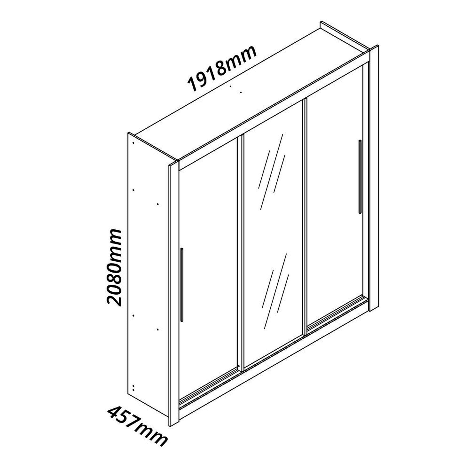 Guarda-Roupa Casal 3 Portas 1 Porta Espelhada Milão 100% MDF Yescasa Branco