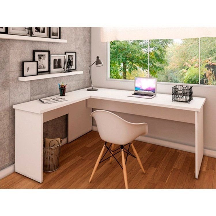 Escrivaninha Mesa Escritório em L Office 120cm Tampo 30mm Netmobil Branco