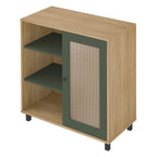 Conjunto Sala de Estar Charlotte Rack Buffet e Mesa de Apoio Artely Móveis Carvalho/Menta
