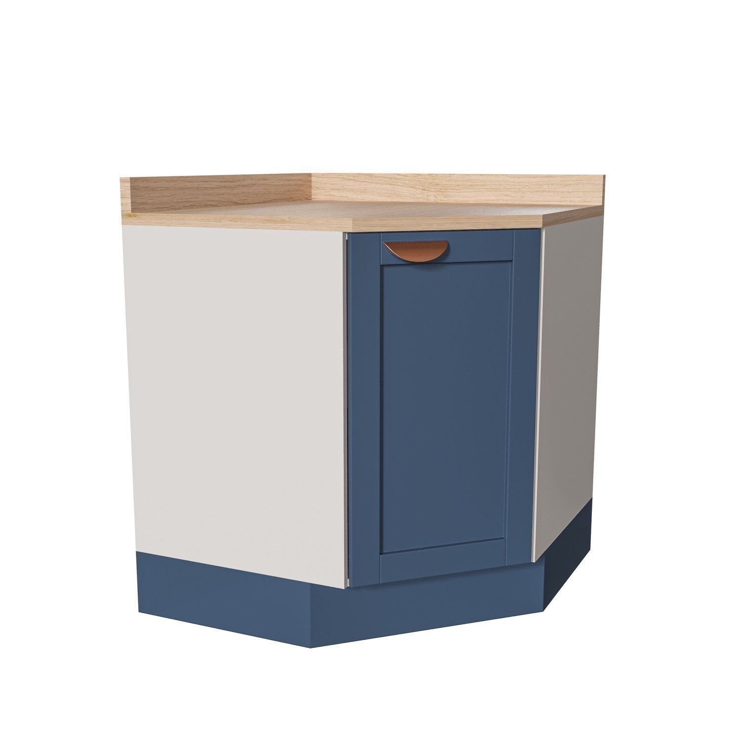 Balcão de Canto Oblíquo 2 Portas 80cm Arizona CabeCasa MadeiraOriginals Azul/Branco