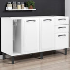 Balcão de Cozinha em Aço 3 Portas 2 Gavetas 140cm com Nicho Toalheiro sem Tampo New Premium Itatiaia Branco