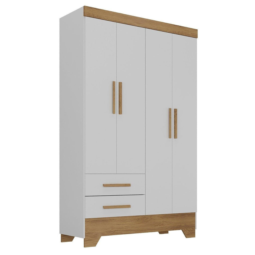 Quarto Infantil Completo Guarda-Roupa 4 Portas 2 Gavetas com Cômoda Liz Espresso Móveis