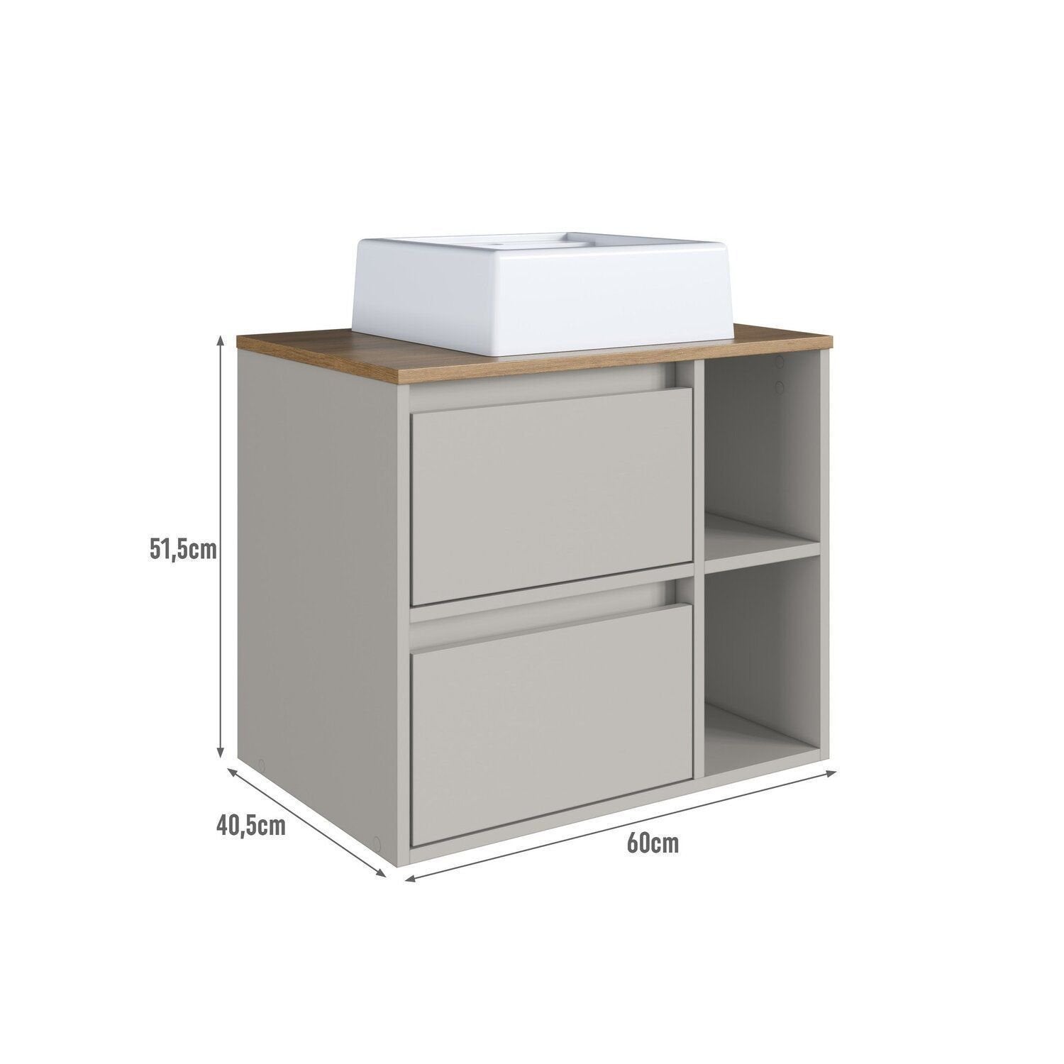 Conjunto para Banheiro Modulado 5 Peças com Iluminação LED e Cuba Yescasa 156cm Bege/Mel/Arenas