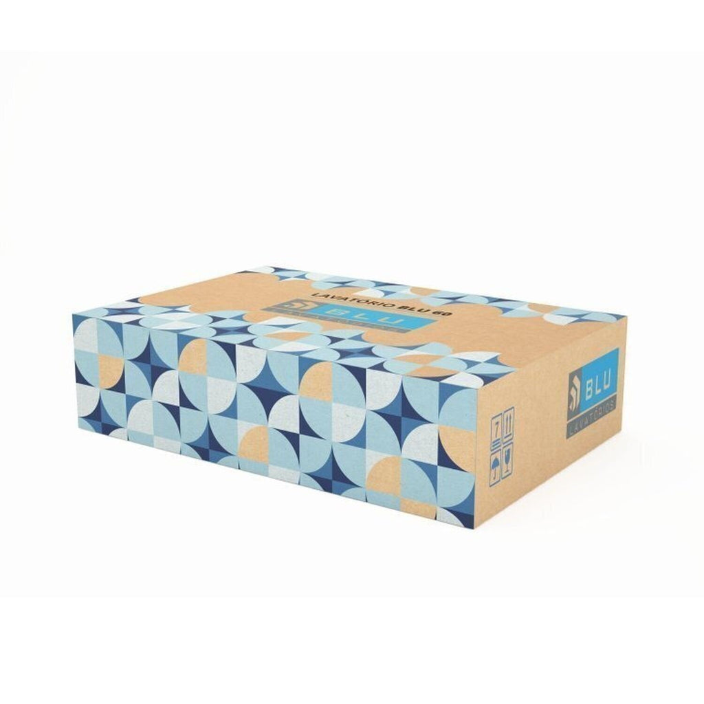 Conjunto para Banheiro Bancada em Porcelanato com Cuba Esculpida, Armário e Espelheira Ripy Bumi 80cm Branco