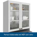Cozinha Completa Modulada Americana 10 Peças Unna com Paneleiro Torre Quente, Nichos e Balcão com Tampo Yescasa Branco