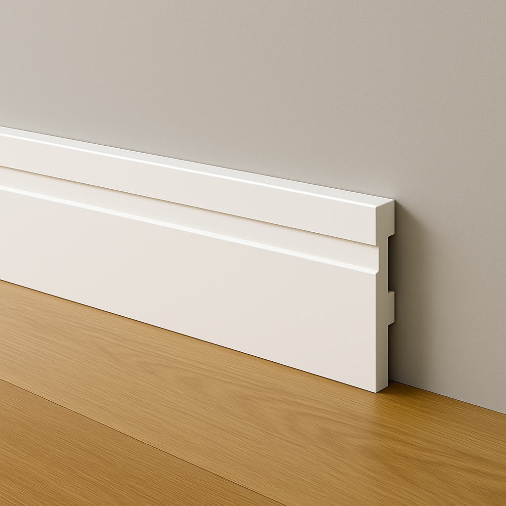 Rodapé Poliestireno 10cm Frisado Branco 2m RM Decor