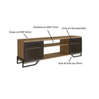 Conjunto Sala de Estar Completa Rack TV 60 Polegadas, Estante e Aparador Industrial Telado Marrom Espresso Móveis