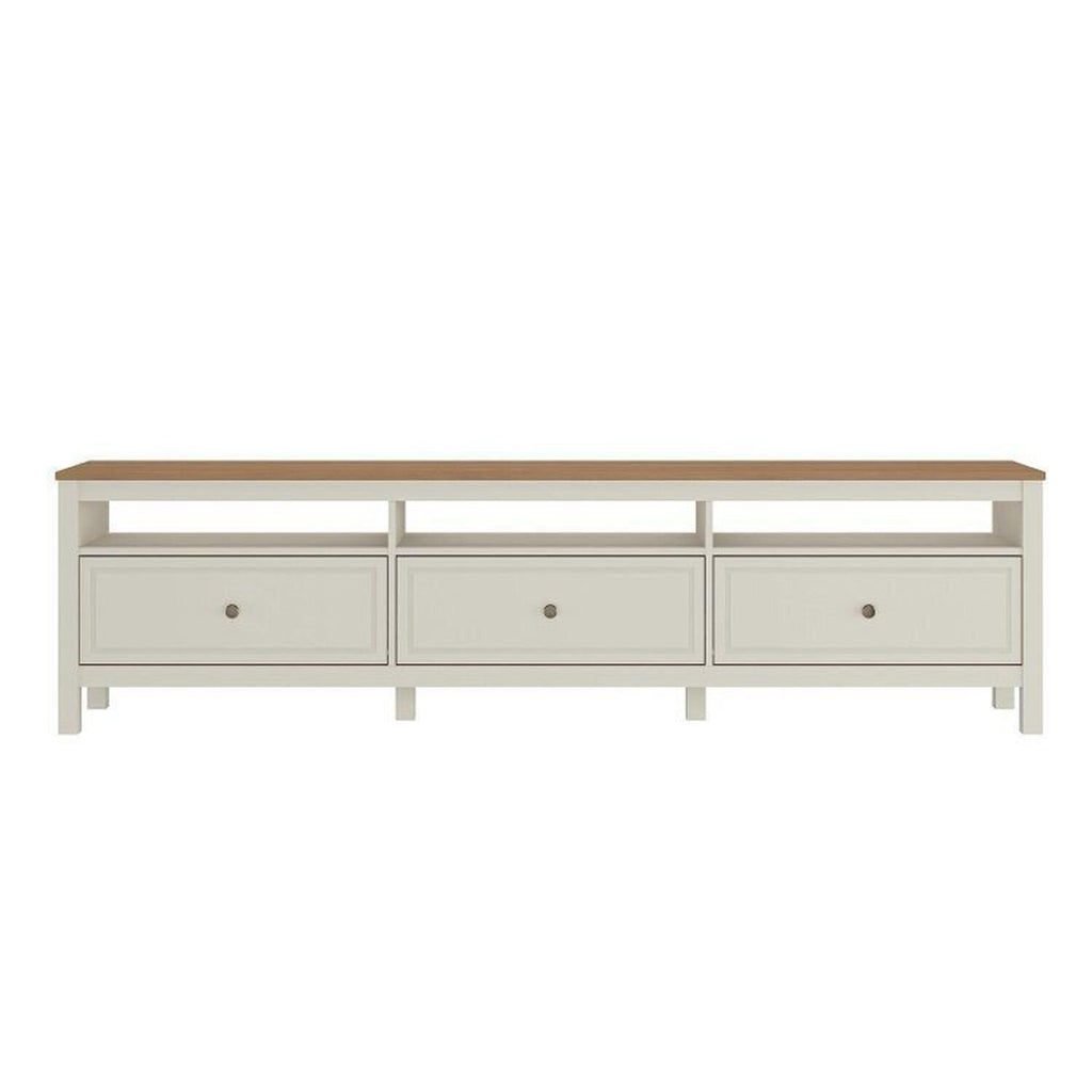 Conjunto Sala de Estar 2 Peças com Rack 2,10 e Armário 2 Portas Ananda CabeCasa MadeiraOriginals Branco Off White/Mel