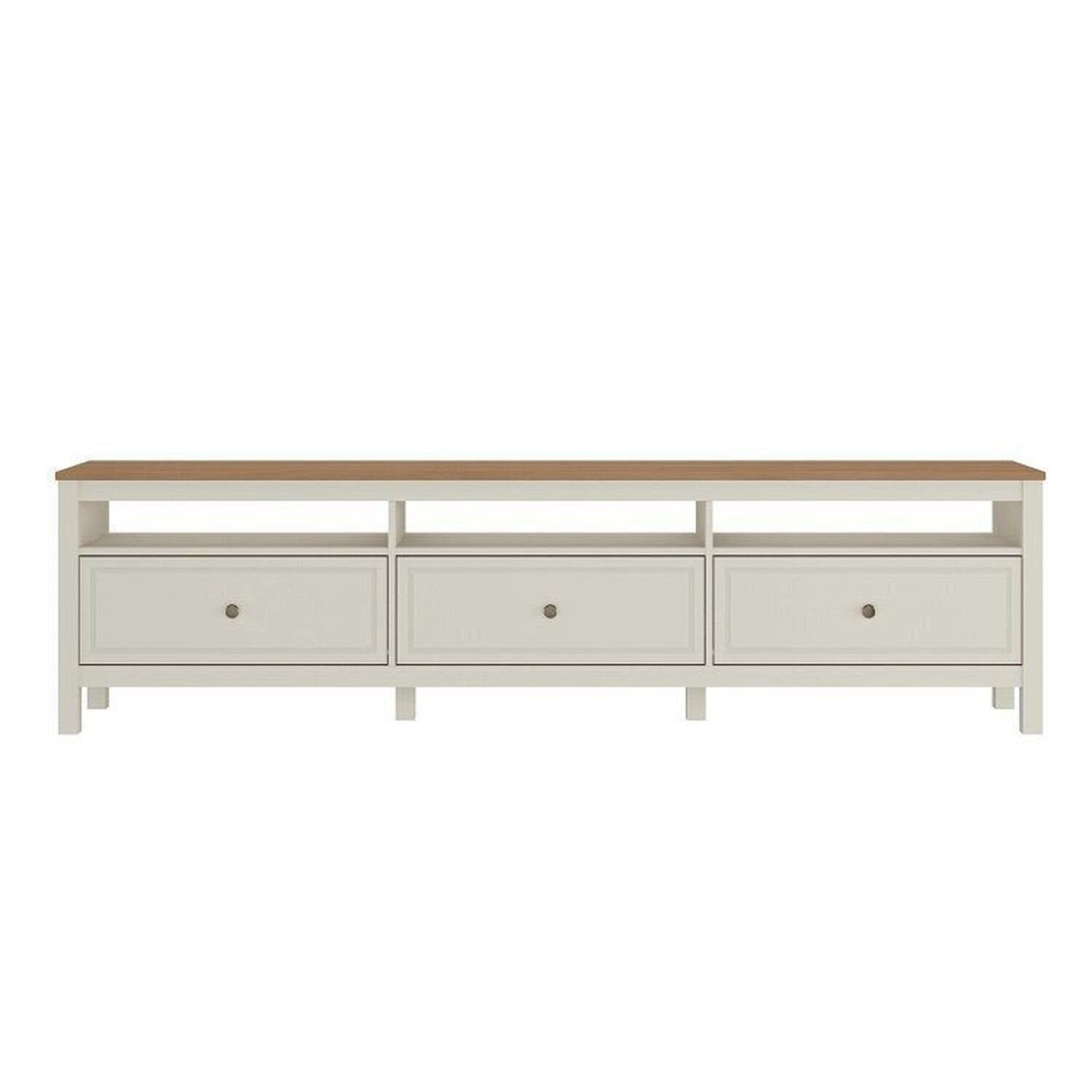 Conjunto Sala de Estar 2 Peças com Rack 2,10 e Armário 2 Portas Ananda CabeCasa MadeiraOriginals Branco Off White/Mel