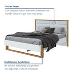 Cama Queen com LED e Pés Flutuantes Freetown Móveis Lopas Marrom Amêndoa Clean/Branco