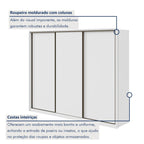 Guarda-Roupa Casal Spazio Yescasa 3 Portas Correr 6 Gavetas MDF 270cm Branco