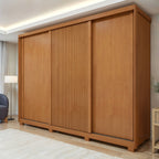 Guarda-Roupa Casal 3 Portas 6 Gavetas com Pés Ollie Yescasa 100% MDF Marrom Amêndoa Clean/Off White