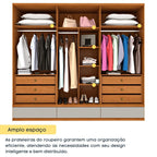 Guarda-Roupa Casal 6 Portas 9 Gavetas 270cm Tóquio Yescasa 100% MDF Bege/Cinamomo/Off White