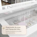 Penteadeira com Espelho Touch LED 7 Gavetas Iris Politorno Branco