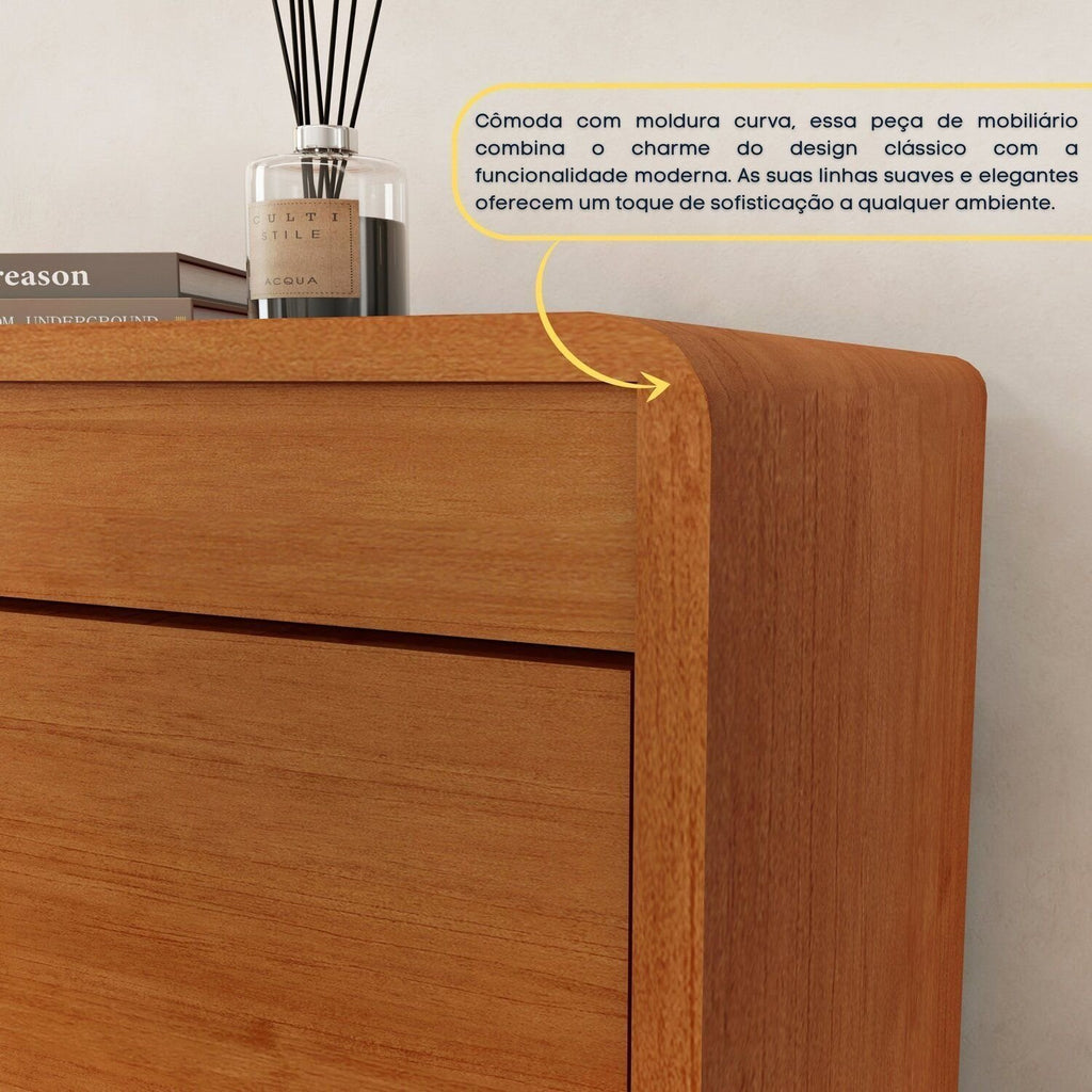 Cômoda 8 Gavetas Orgânica Luna 100% MDF 158cm Yescasa Marrom/Cinamomo