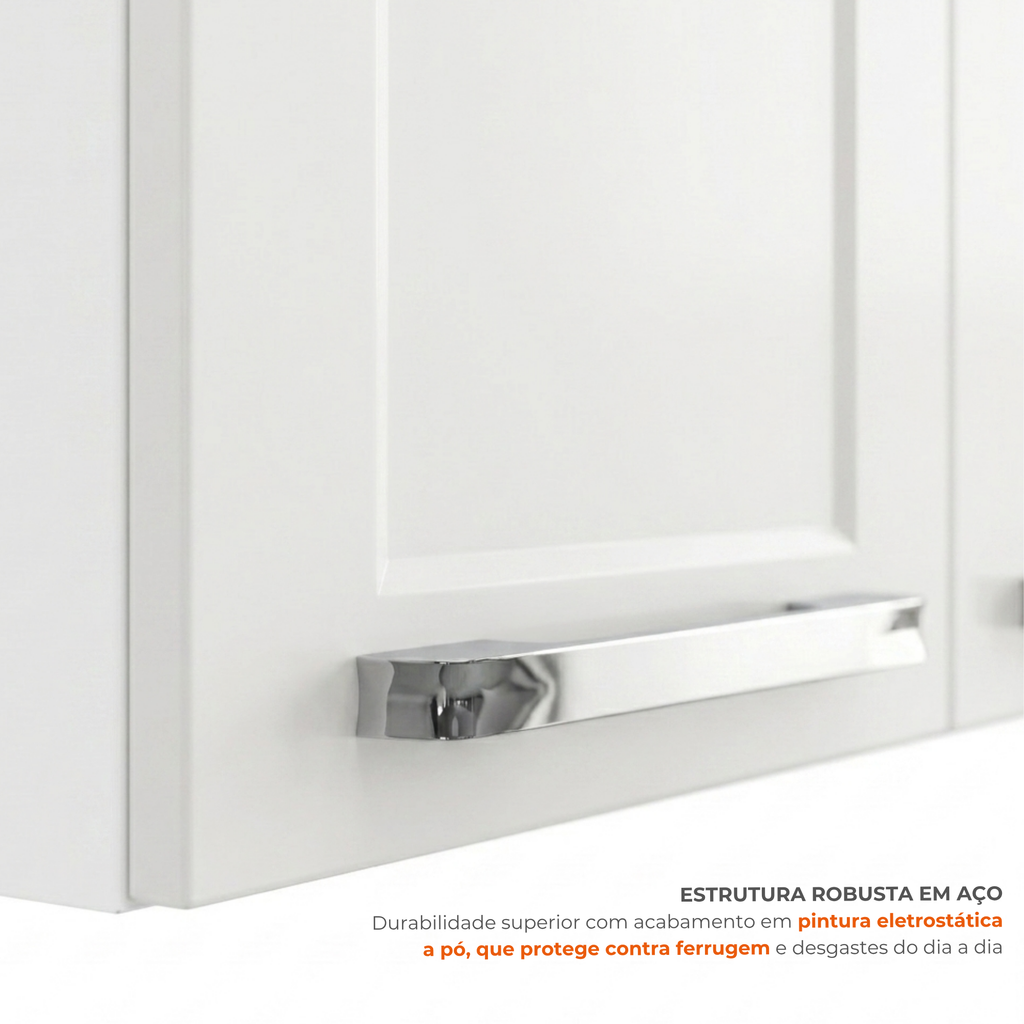Cozinha Modulada em Aço 5 Peças 16 Portas 2 Gavetas Florença Itatiaia Branco/Neve