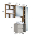 Conjunto para Banheiro Modulado 5 Peças com Iluminação LED e Cuba Yescasa 156cm Bege/Mel/Arenas
