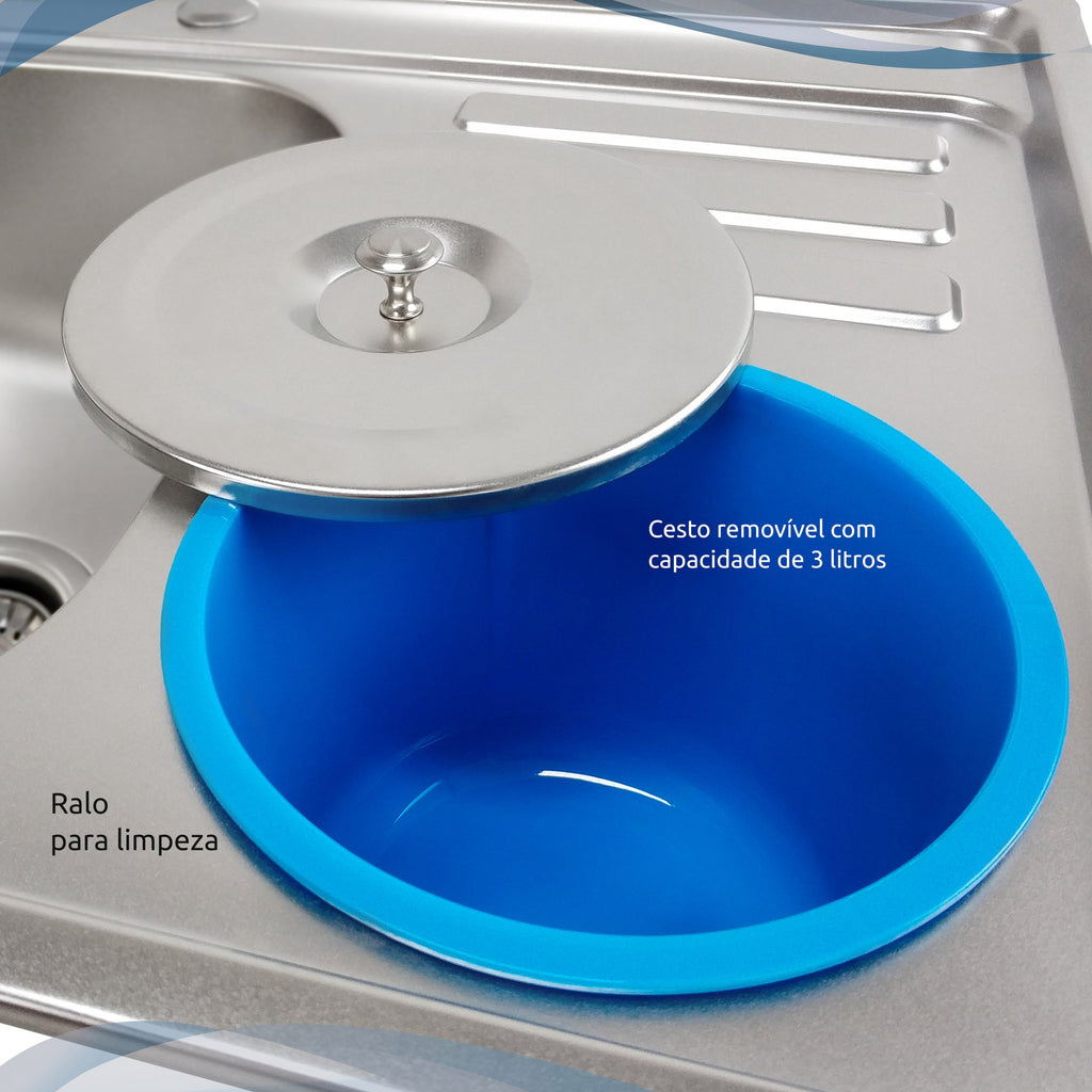 Cuba Dupla Cozinha Gourmet Aço Inox Luxo com Lixeira e Acessórios Tubrax CBC0007