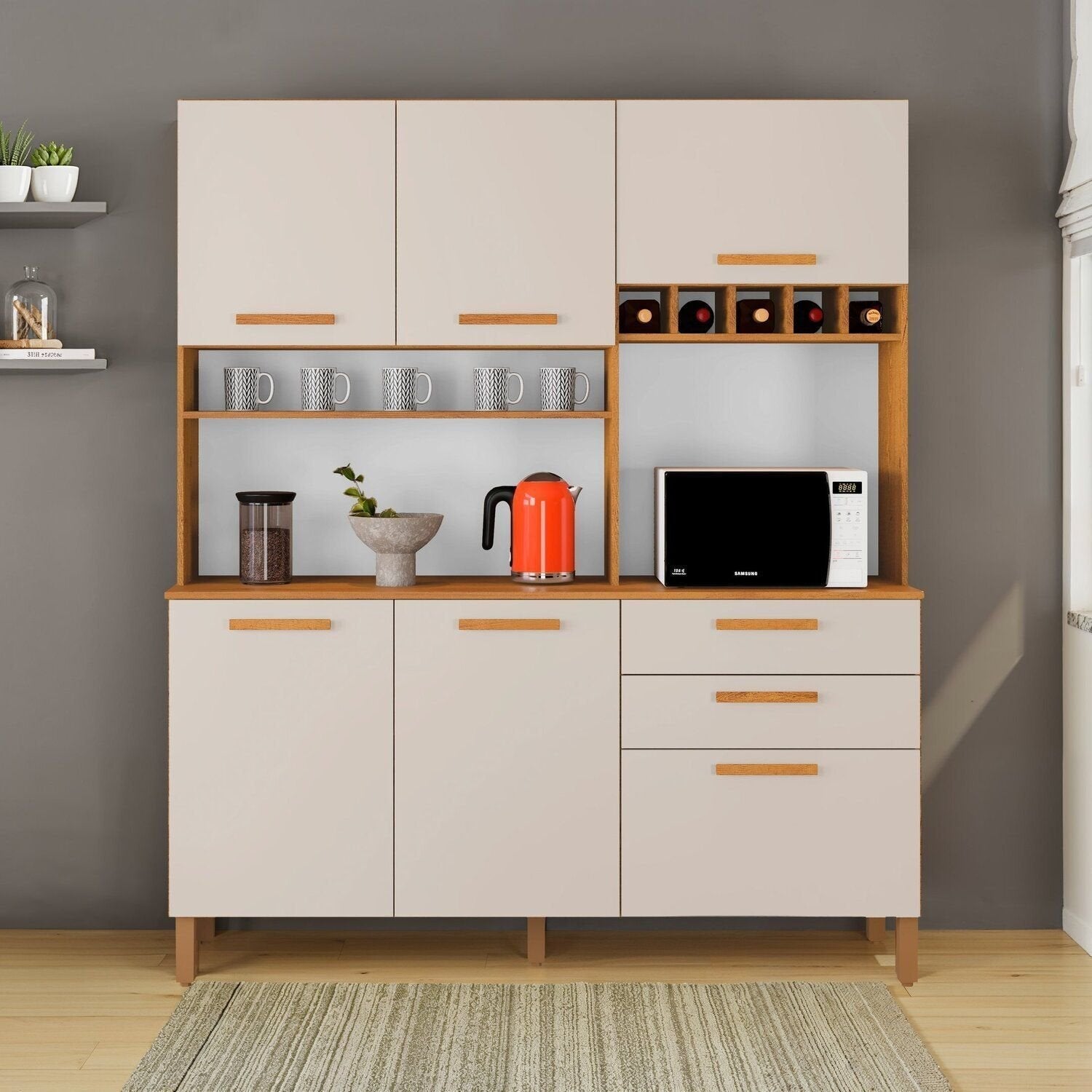 Armário de Cozinha Athenas 6 Portas 2 Gavetas 100% MDF Yescasa