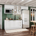 Cozinha Compacta Modulada 6 Peças com Aéreo para Micro-Ondas Emily Espresso Móveis Branco/HP/Calcare