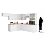 Cozinha Completa Modulada Americana 10 Peças Unna com Paneleiro Torre Quente, Nichos e Balcão com Tampo Yescasa Branco