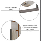 Espelheira para Banheiro Bogotá MGM Móveis 1 Prateleira Oval Preto/Titanium