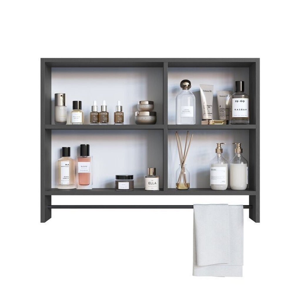 Conjunto para Banheiro Gabinete Suspenso com Cuba e Espelheira Prodecor CJ8050.20 60cm Preto/Mel/Grafite