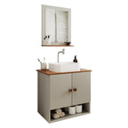 Conjunto de Banheiro Deli 2 Portas com Cuba Oxford e Espelheira Loja DoceLar Branco Carrara/Nature