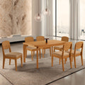 Conjunto Sala de Jantar Mesa Tampo 180cm Canto Copo de MDF e 6 Cadeiras Dublin Cleo Yescasa