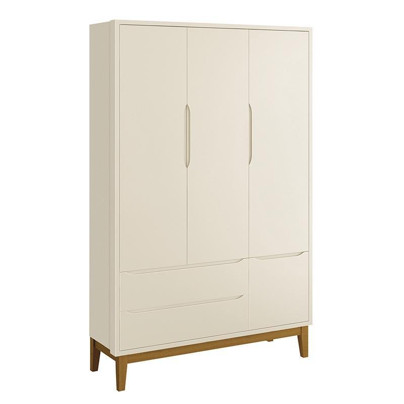 Jogo de Quarto Infantil Guarda-Roupa 3 Portas e Cômoda 1 Porta Classic Reller Móveis Areia Fosco com Pés