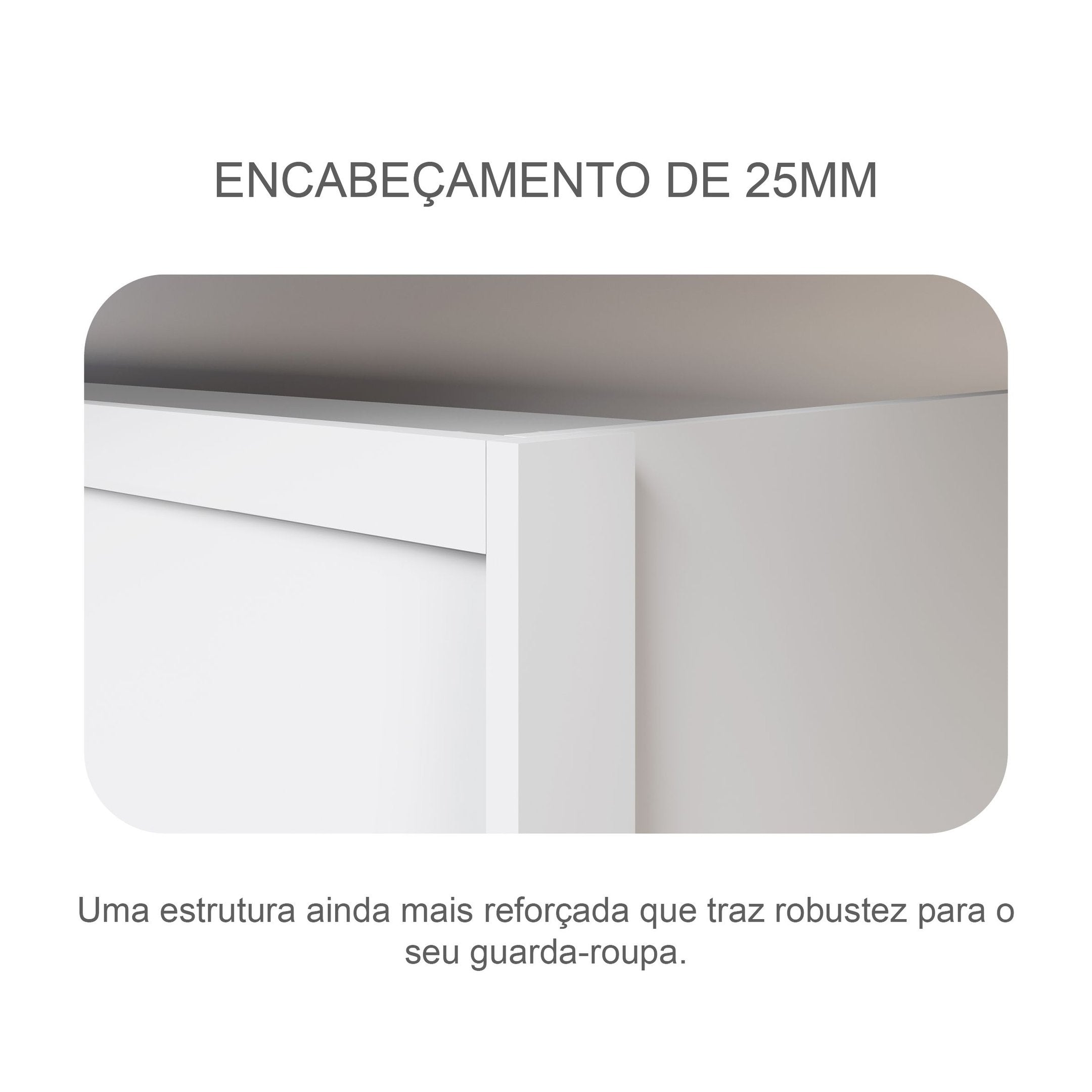 Guarda-Roupa Solteiro 2 Portas com Espelho 3 Gavetas Toronto Novo Horizonte 100% MDF Branco