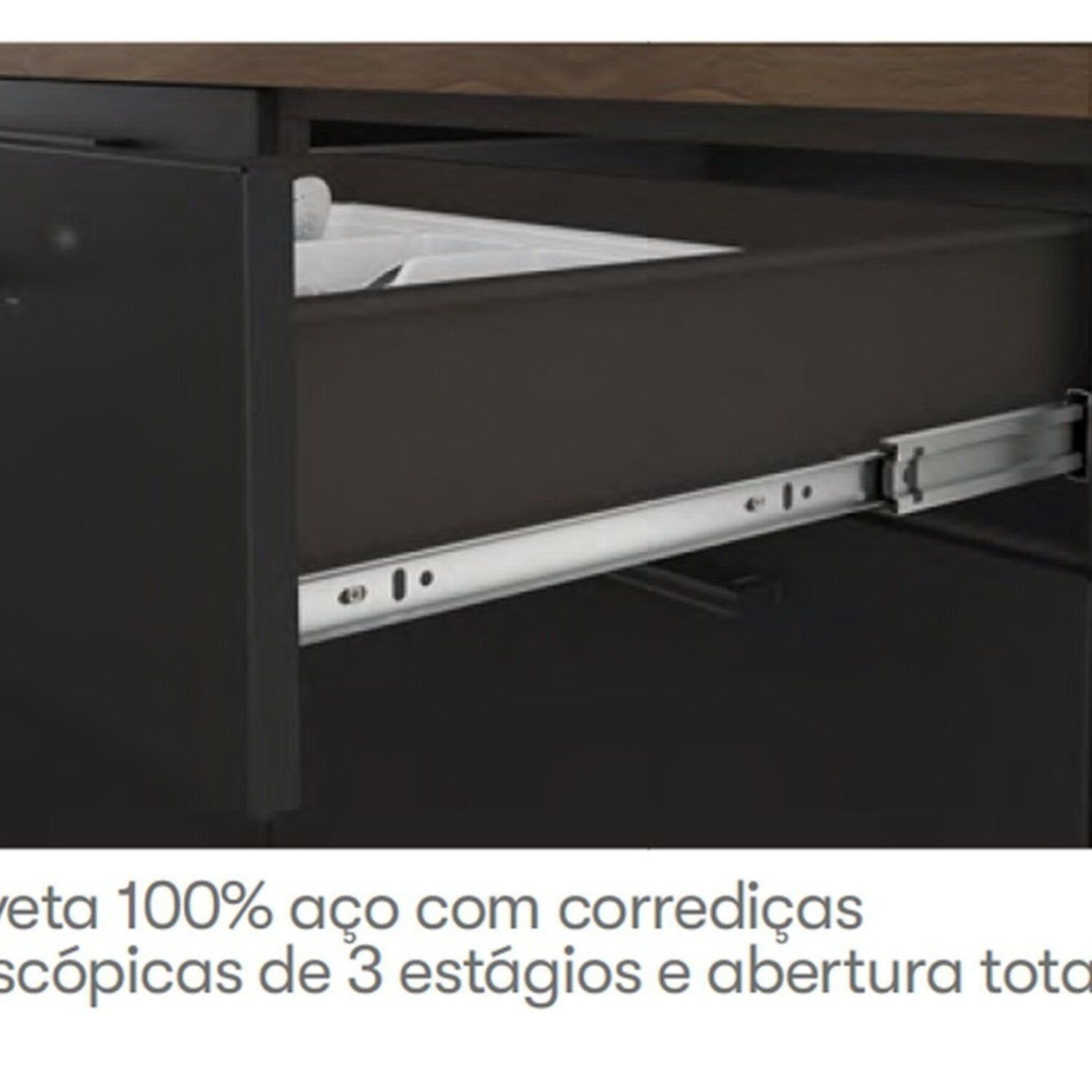 Cozinha Modulada em Aço 5 Peças 8 Portas 3 Gavetas Cristaleira com Rodapé PVC Exclusive Itatiaia Preto/Grafite