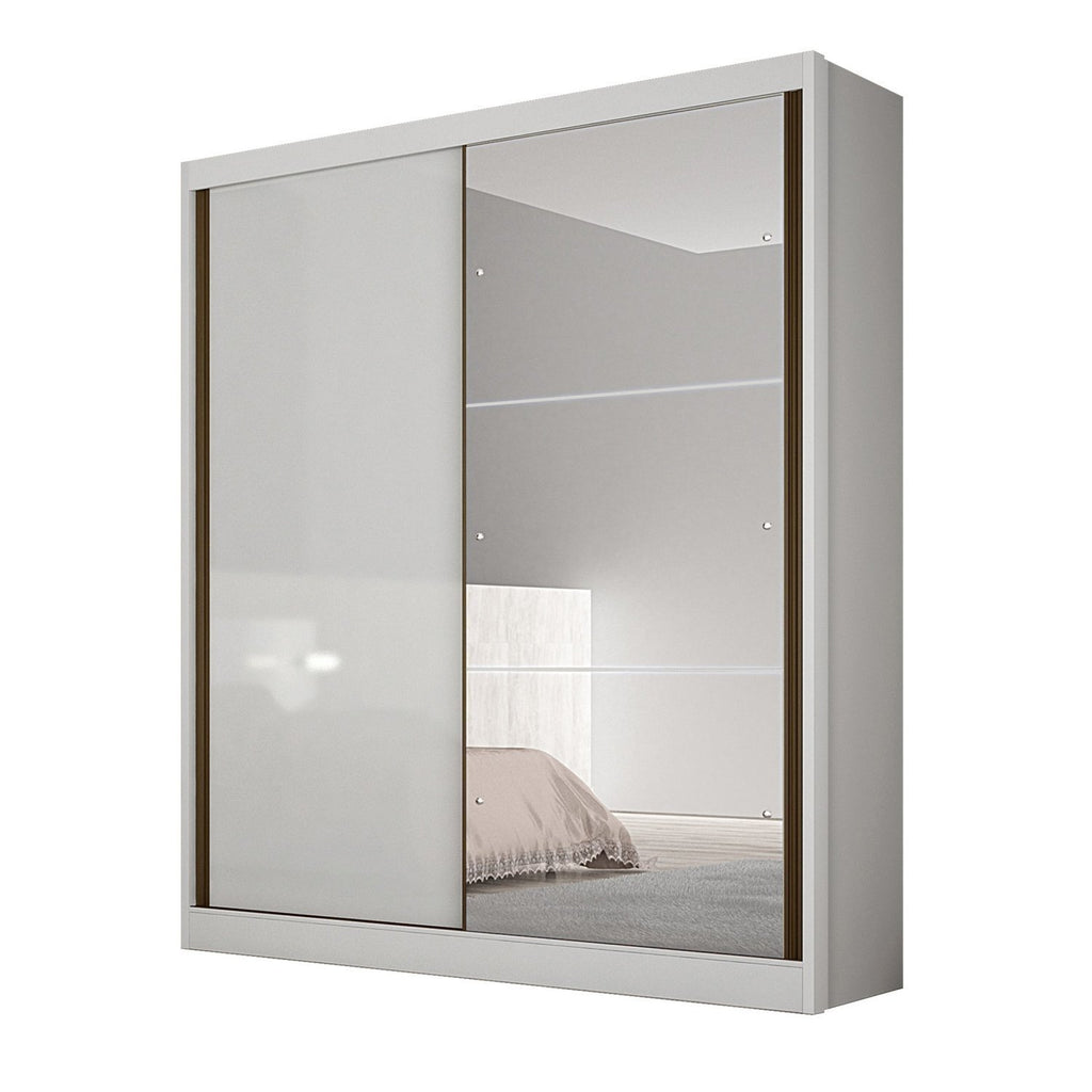 Guarda-Roupa Solteiro 2 Portas com Espelho 3 Gavetas Toronto Novo Horizonte 100% MDF Branco