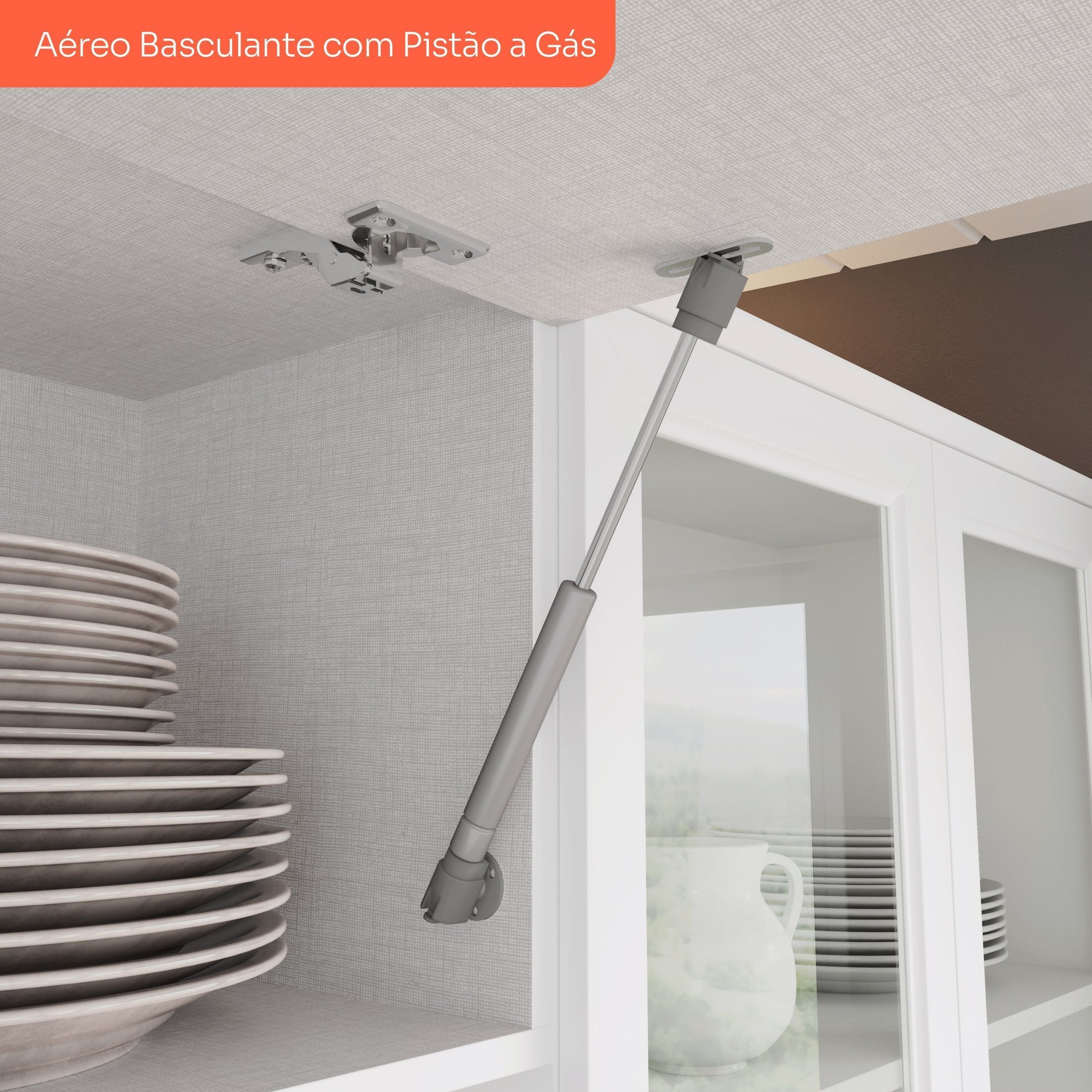 Armário Aéreo 1 Porta Basculante 80cm Emily Espresso Móveis Branco