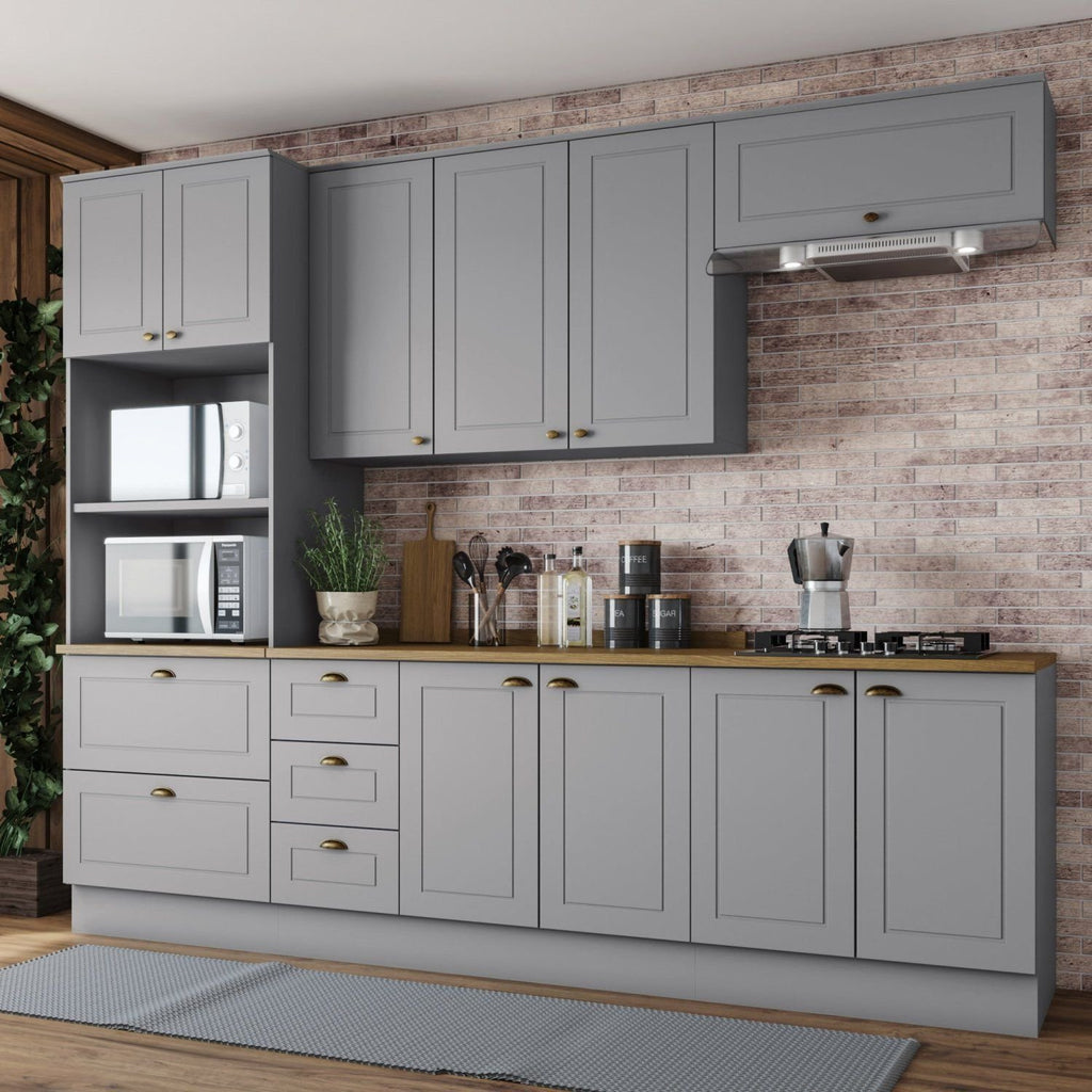 Cozinha Completa Modulada 5 Peças Emily Cinza/Nature Espresso Móveis