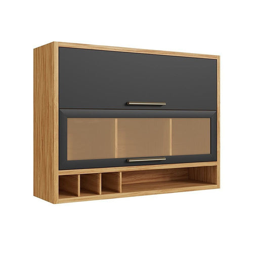 Armário Aéreo 2 Portas 120cm Vicenza Espresso Móveis Cinza/Amêndoa/Chumbo