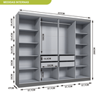 Guarda-Roupa Casal 8 Portas 4 Gavetas Paris Espresso Móveis 100% MDP Cinza/Ônix