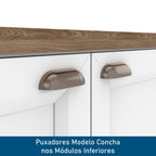 Cozinha Completa Modulada Americana 10 Peças Unna com Paneleiro Torre Quente, Nichos e Balcão com Tampo Yescasa Branco